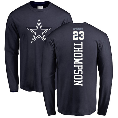 Men Dallas Cowboys Navy Blue Darian Thompson Backer #23 Long Sleeve Nike NFL T Shirt->nfl t-shirts->Sports Accessory